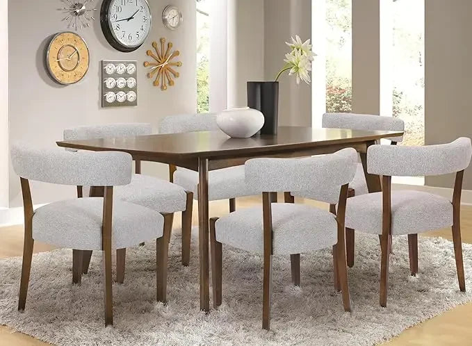 Leather Dining Chairs Set of 6 Upholstered Kitchen & Dining Room Wooden Chairs Mid Century Modern Dining Chairs