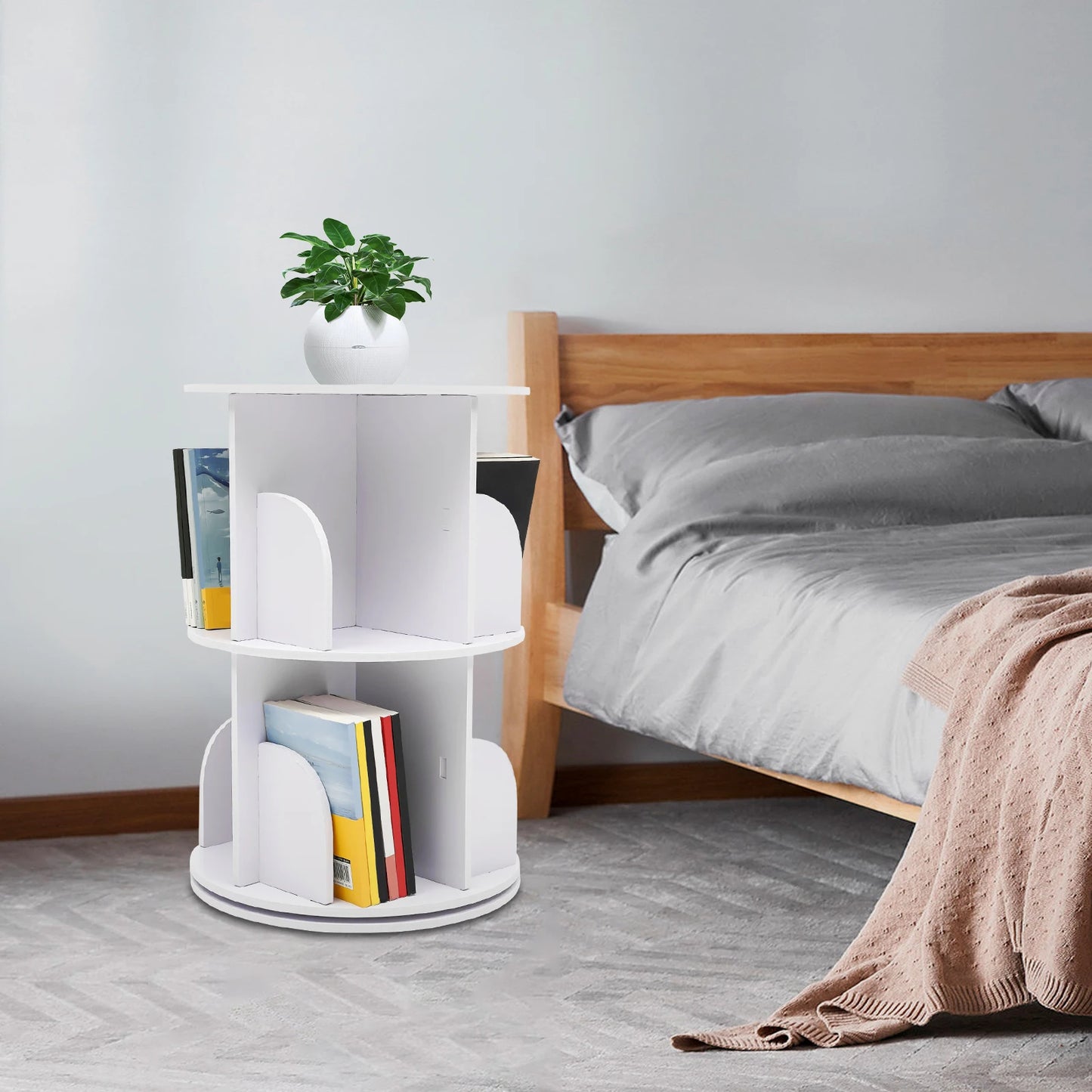 2-Tier Rotating Bookshelf: Stylish Design,