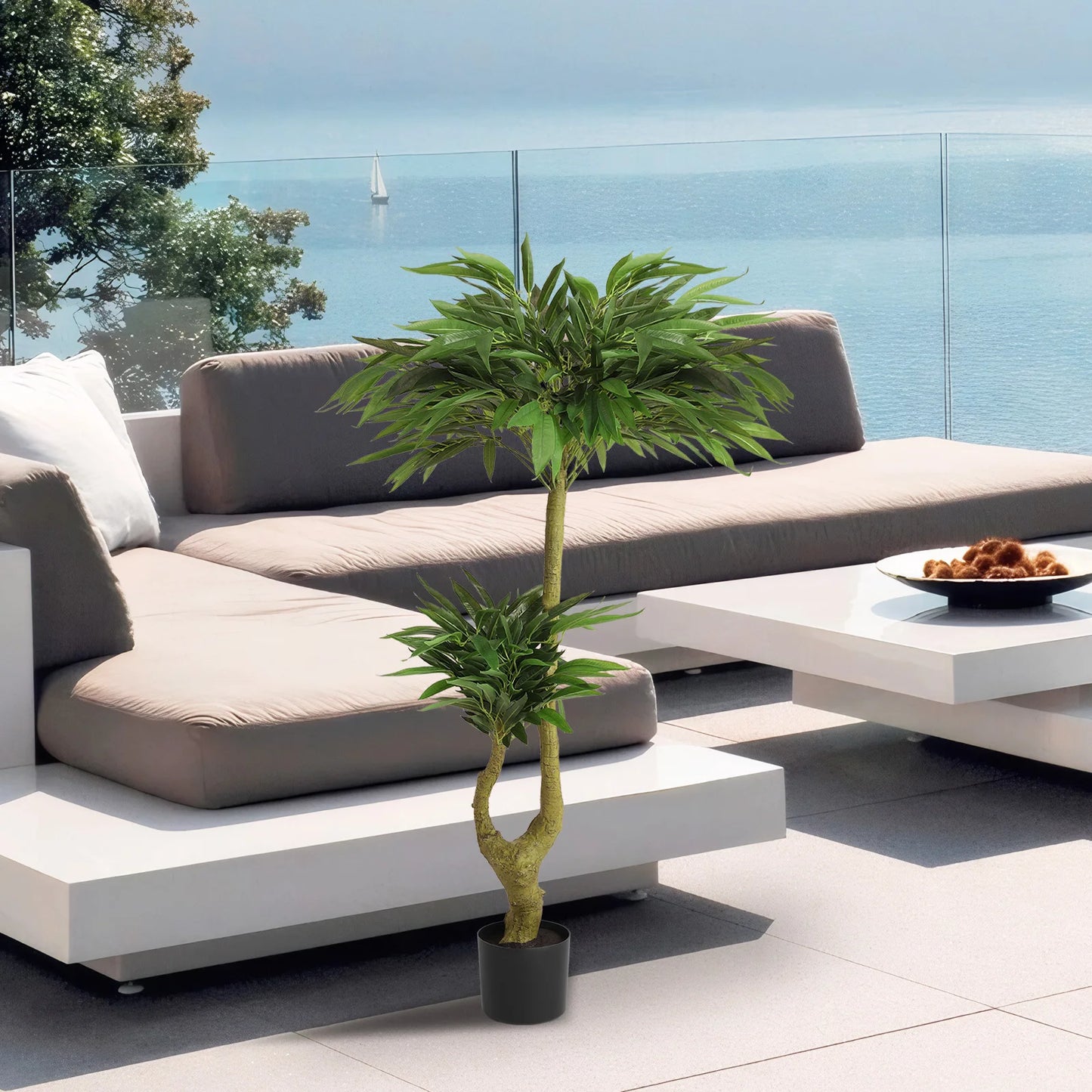 160CM Artificial Tropical Plant, Long Willow Buds Artificial Tree With Planter