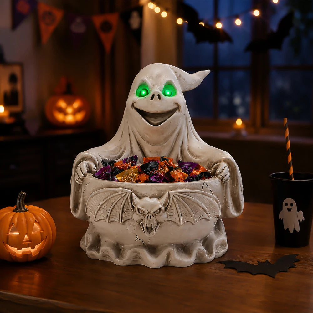 Halloween Ghost Candy Dish with LED Light