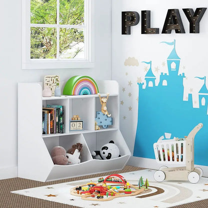 Toy Storage Organizer with Bookcase, Kids Multi Shelf Cubby for Books,Toys, Storage Organizer for Boys,Girls Play R Customizable