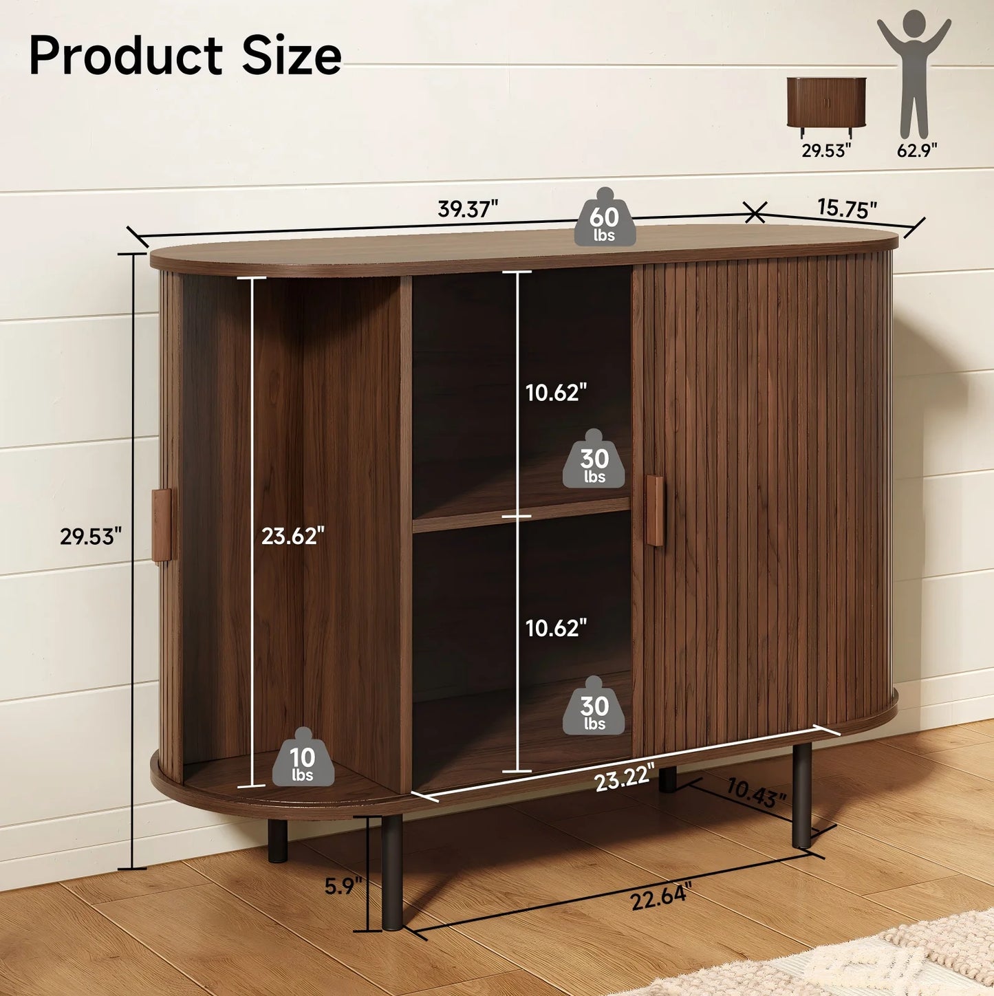 Sideboard Buffet Cabinet with Sliding Door, Storage Cabinet & Adjustable Shelf, Coffee Bar Cabinet Console Table