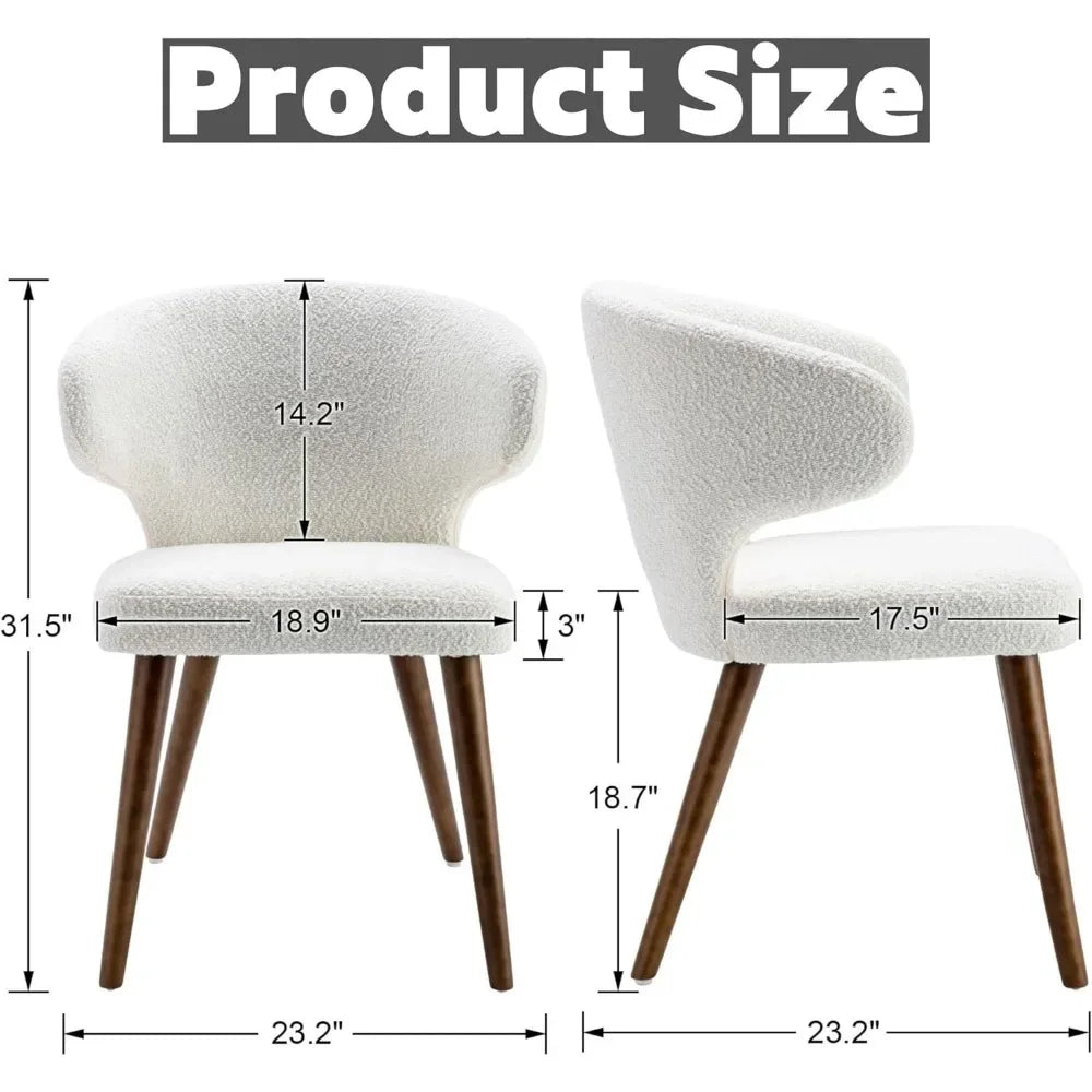 Upholstered Accent Arm Chairs Set of 6, for Kitchen Dining Room Side Chairs with Wood Legs, Mid Century Modern Dining Chairs