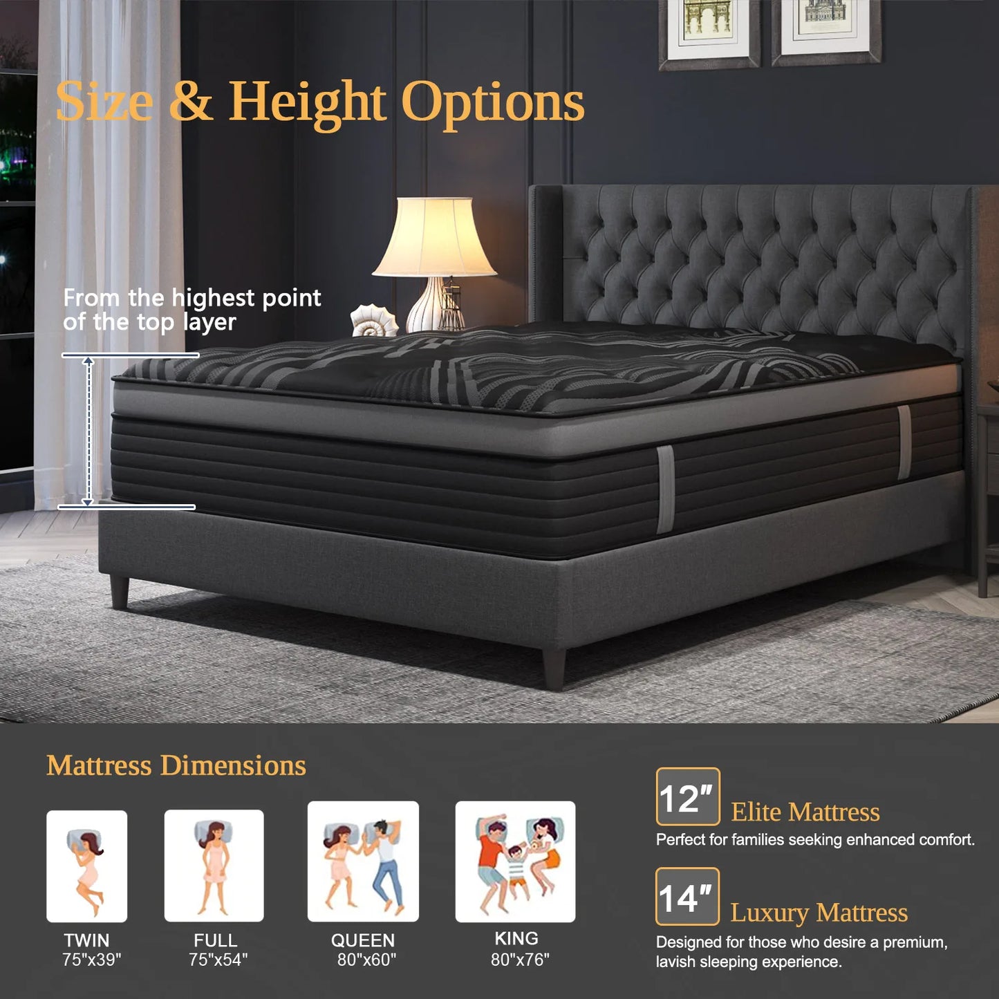 Gel Memory Foam Hybrid Pocket Spring Mattress Twin Full Queen King Bed Mattress