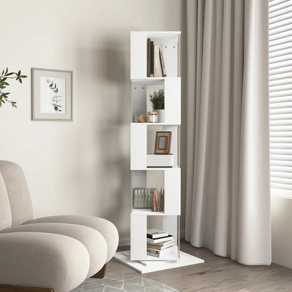 Bookshelf Tower, Floor Standing Wood Narrow Organizer