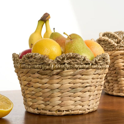 Water Hyacinth Woven Round Multi Use Kitchen and Bathroom 14 12 10 Basket Natural Brown