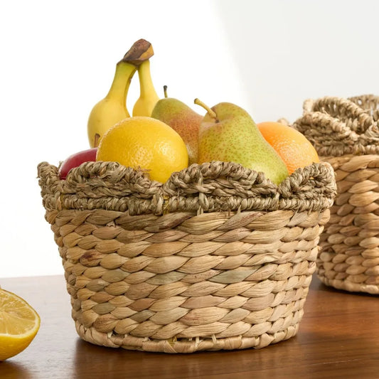 Water Hyacinth Woven Round Multi Use Kitchen and Bathroom 14 12 10 Basket Natural Brown