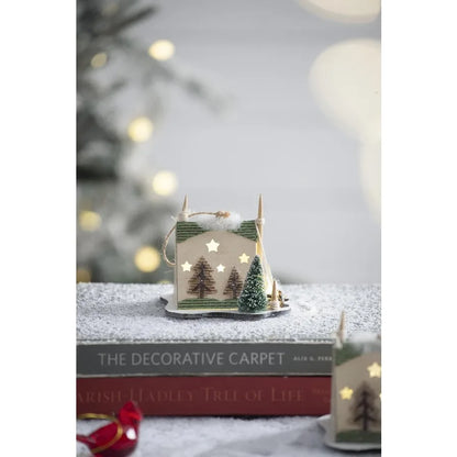 5x3.5x4 Cardboard Lited Tent Ornament Drative Hanging Christmas Tree Ornaments for Holiday Party Drations Set of 6