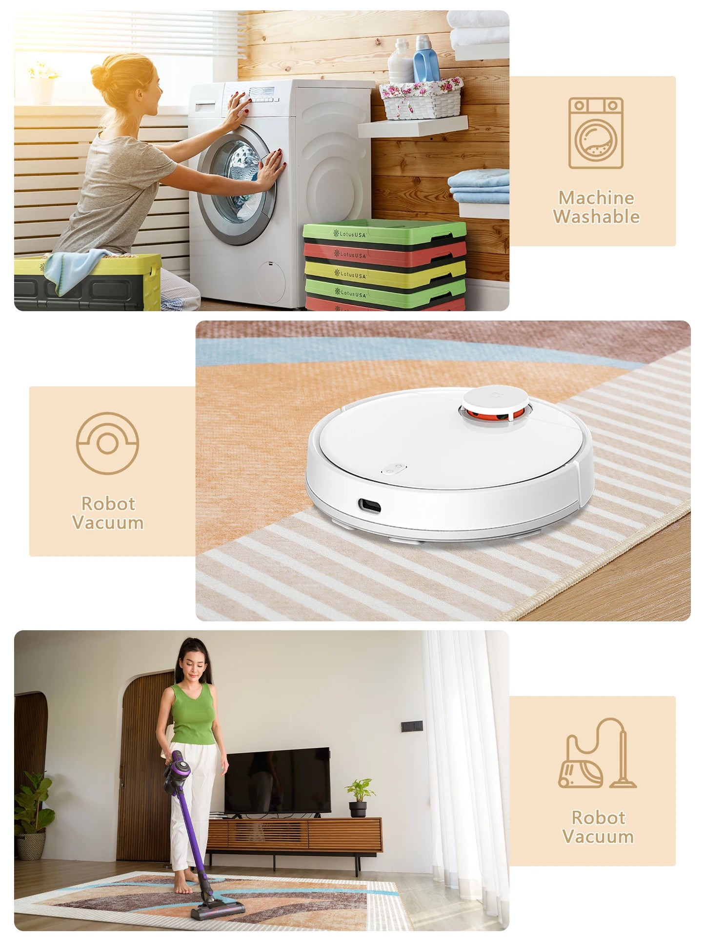 Area Rugs for Living Room, Machine Washable Vintage Rug,