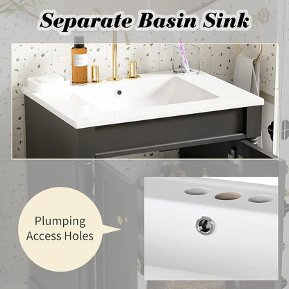 24 Inch Bathroom Vanity with Single Sink Combo Set, Modern Bathroom Storage Cabinet with Double Soft Closing Doors,, Customized