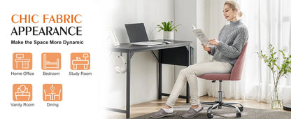 Armless Small Desk Office Chair Cute Vanity Swivel Chair with Back Modern Fabric with Wheels Swivel Task Home Gaming Chair