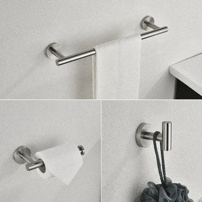 3Piece Bathroom Hardware Set with Toilet Paper Holder Towel Ring Adjustable Towel Bar