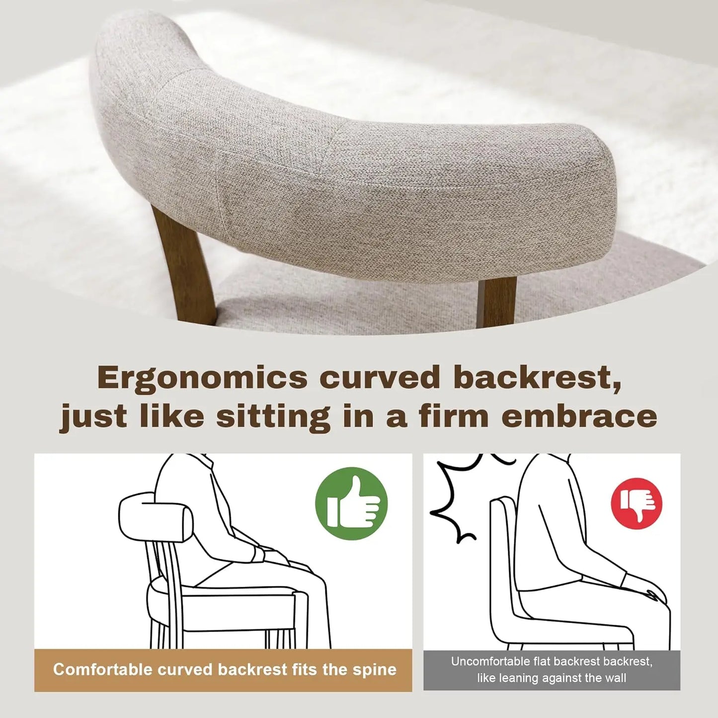 Modern Upholstered Dining Chairs Set of 8 – Mid-Century Walnut Wood Legs, Cushioned & Elegant