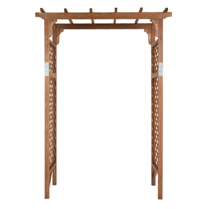 Beautiful And Practical  Flat-Topped Wooden Arch Garden Arch Dark Brown