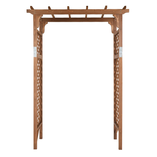 Beautiful And Practical  Flat-Topped Wooden Arch Garden Arch Dark Brown