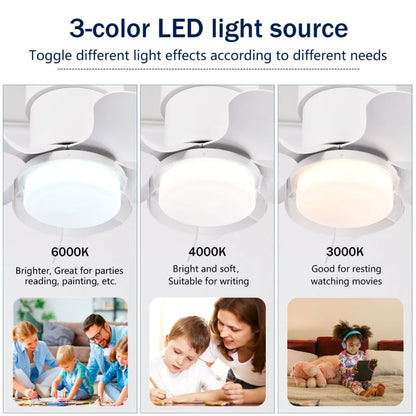 21 inch Ceiling Fan with 3 Color Temperatures Light and Remote Control DC Motor Powerful and low noise Small Space ceiling fan