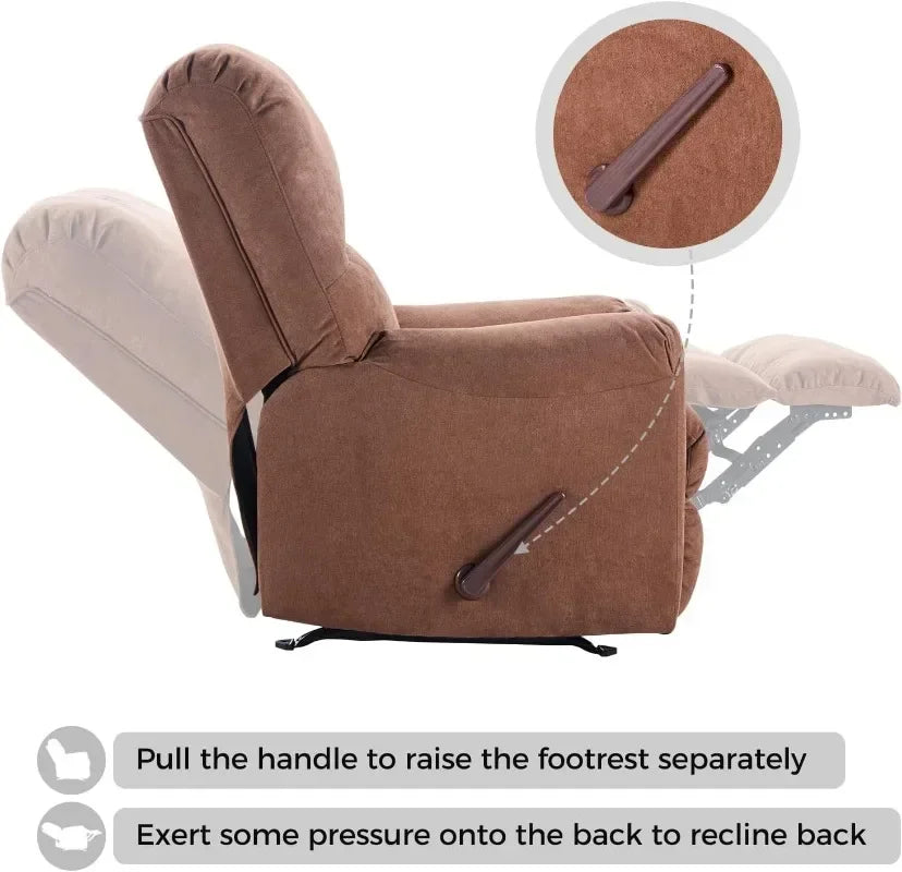 Rocker Recliner Chair for Adults Set of 2,Manual Recliner Chair with Overstuffed Backrest and Armrests,Soft Fabric Manual
