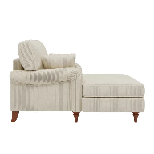 Oversized Chaise Lounge Chair Indoor with 2 Comfy Pillows Rolled Arms Corduroy Fabric Sleeper Sofa Chair for Living Room