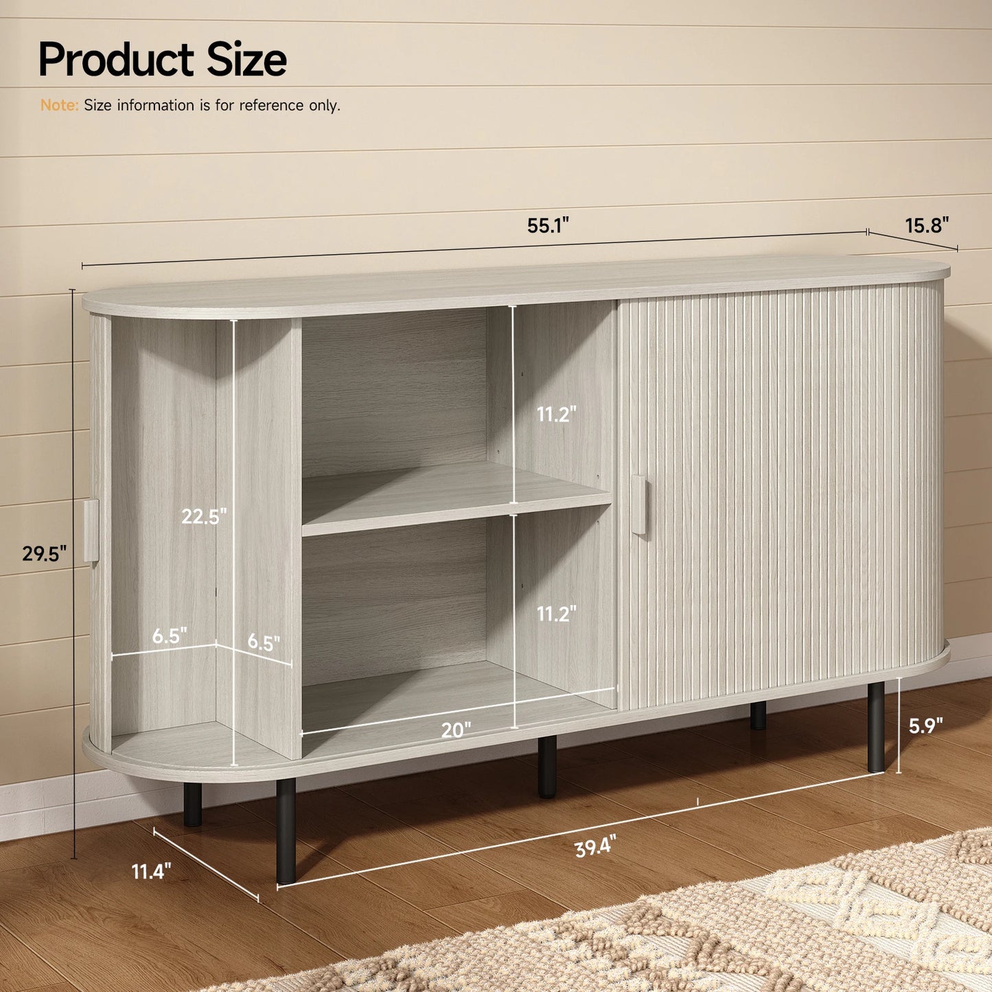 Sideboard Buffet Cabinet with Sliding Door, Storage Cabinet & Adjustable Shelf, Coffee Bar Cabinet Console Table