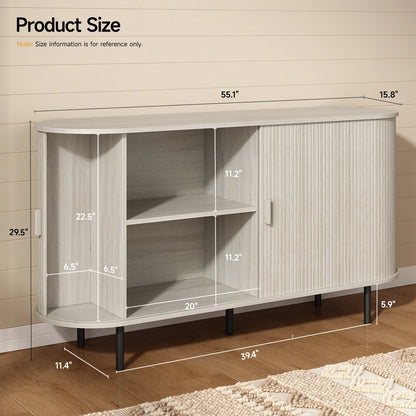 Sideboard Buffet Cabinet with Sliding Door, Storage Cabinet & Adjustable Shelf, Coffee Bar Cabinet Console Table