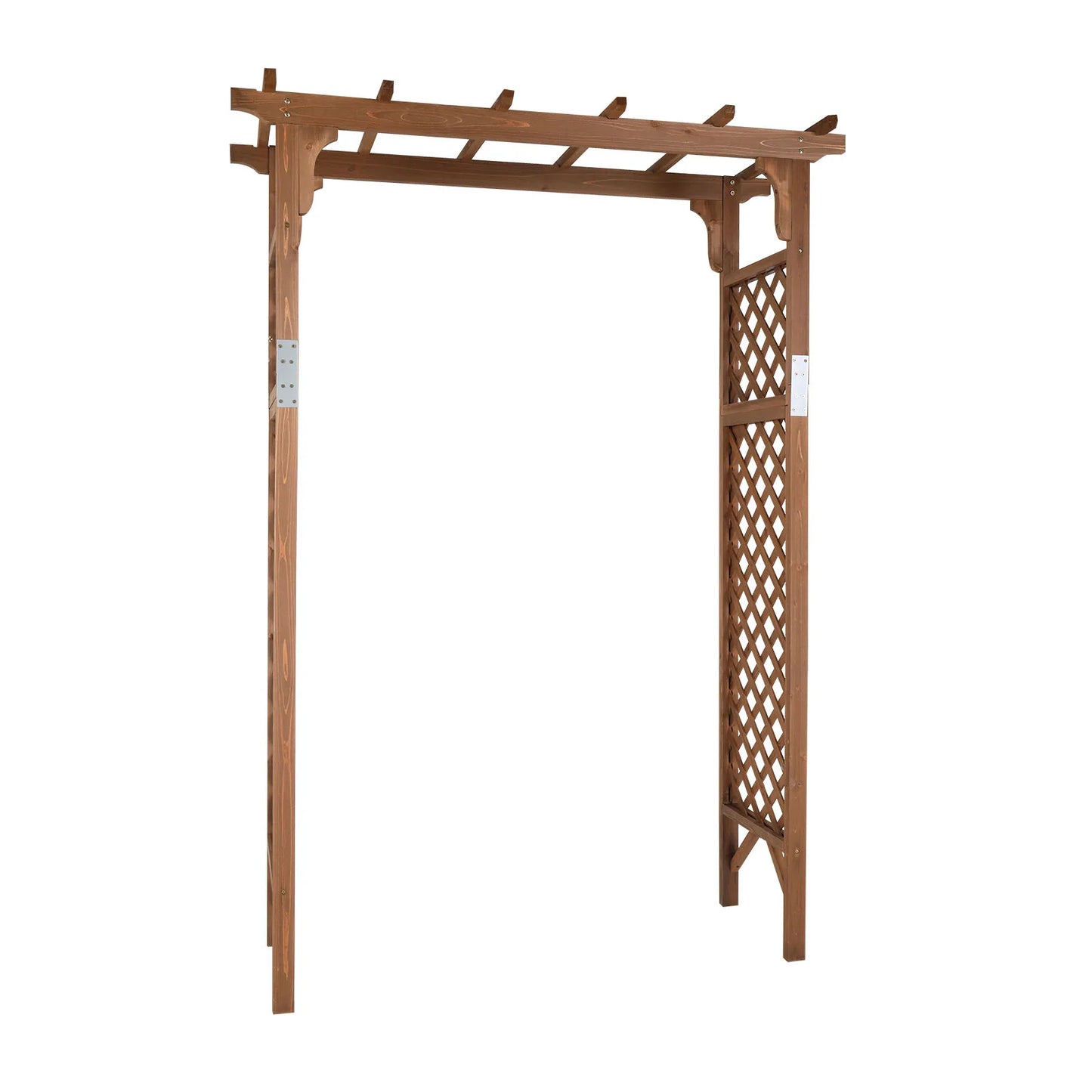 Beautiful And Practical  Flat-Topped Wooden Arch Garden Arch Dark Brown