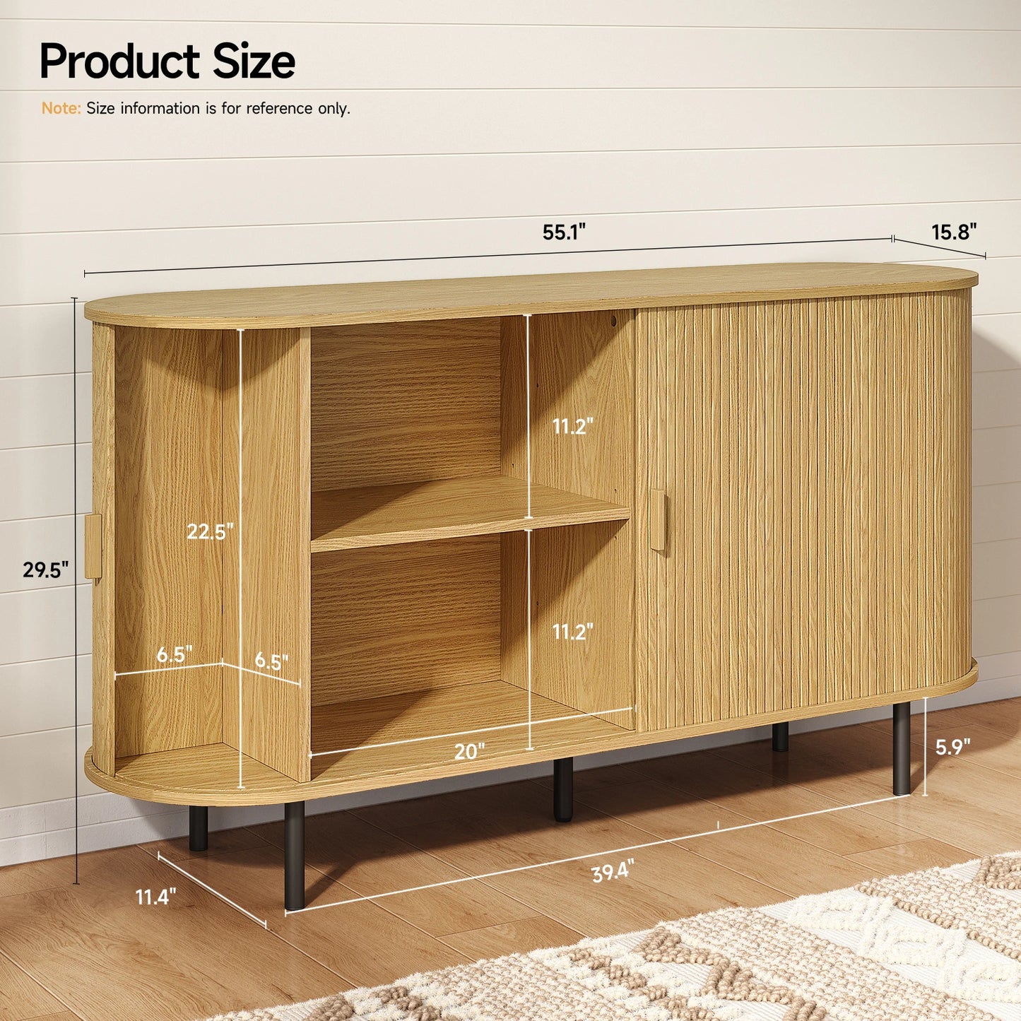 Sideboard Buffet Cabinet with Sliding Door, Storage Cabinet & Adjustable Shelf, Coffee Bar Cabinet Console Table