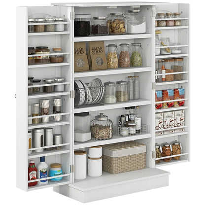 Kitchen Pantry Storage Cabinet W/ 5-tier Shelving 12 Spice Racks