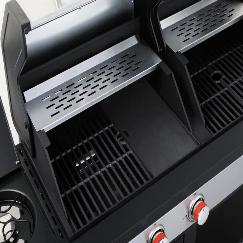 3-Burner Propane Gas BBQ combined with charcoal grill
