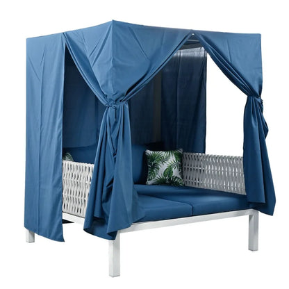U_Style Outdoor Patio Sunbed with Curtains High Comfort Suitable for Multiple Scenarios