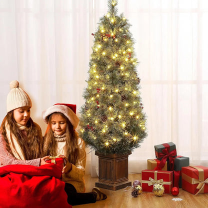 4.5ft Pre-lit Artificial Christmas Tree, Snow Flocked Pine Tree