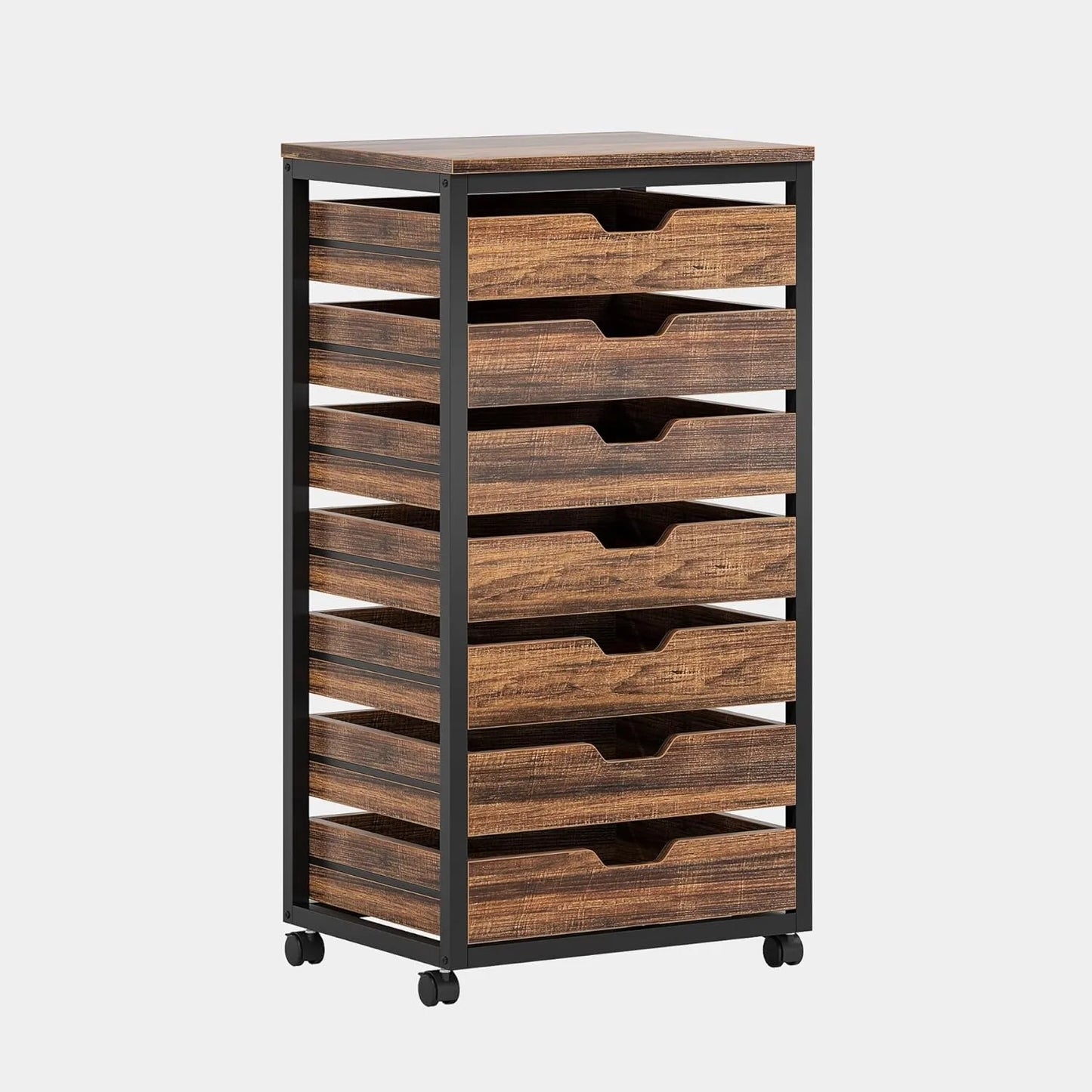 7-Drawer File Cabinet with Drawers & Wheels, Wood Mobile Storage Drawer