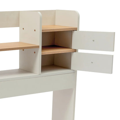 Modern 2-Tier Desktop Bookshelf with 2 Drawers 36-inch Storage Organizer for Office/Home (10kg Load Capacity, 5kg Lightweight)