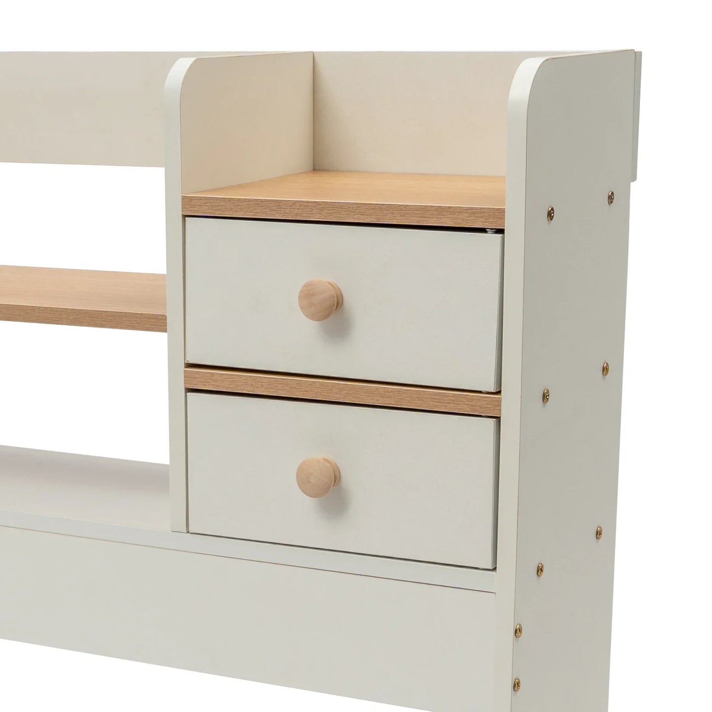 Modern 2-Tier Desktop Bookshelf with 2 Drawers 36-inch Storage Organizer for Office/Home (10kg Load Capacity, 5kg Lightweight)