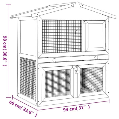 Outdoor Rabbit Hutch Small Animal House Pet Cage Wood 3 Doors Portable Waterproof