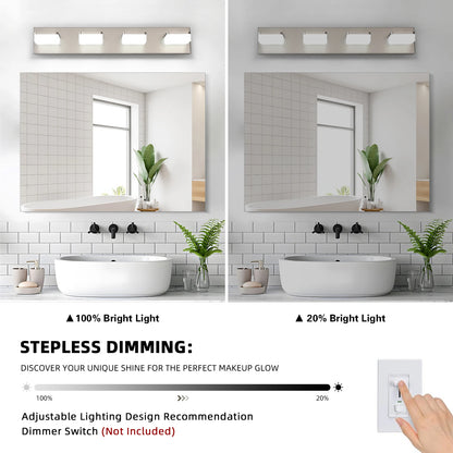 25.59-Inch LED Modern Mirror Headlight, 360° Rotating Art Light, Acrylic + Metal, Dimmable Bathroom Vanity Light