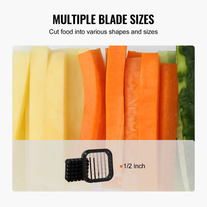 Potato Dicer, French Fries Maker with 1/2 Inch Durable Stainless Steel Knife, Manual Vegetable Chopper with Suction Cup