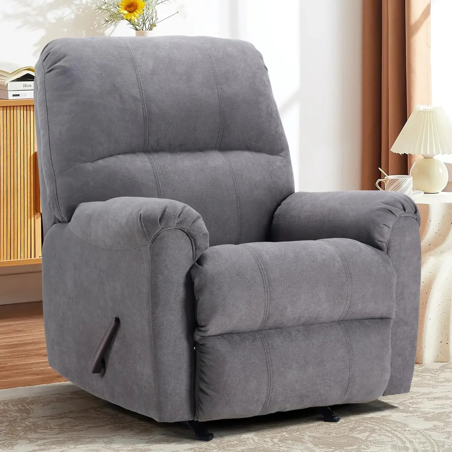 Rocker Recliner Chair for Adults Set of 2,Manual Recliner Chair with Overstuffed Backrest and Armrests,Soft Fabric Manual