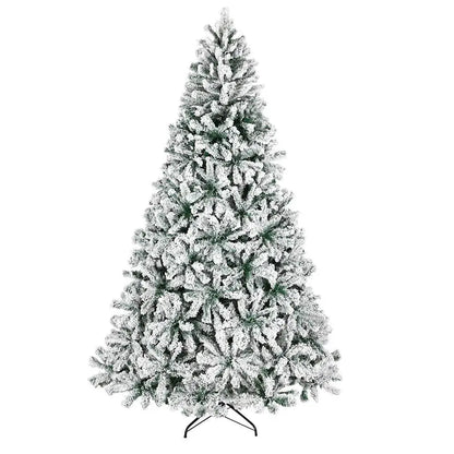 6FT Unlit Snow Flocked Artificial Christmas Tree with 1050 Tips & Metal Stand - Perfect for Indoor/Outdoor for holiday Decor