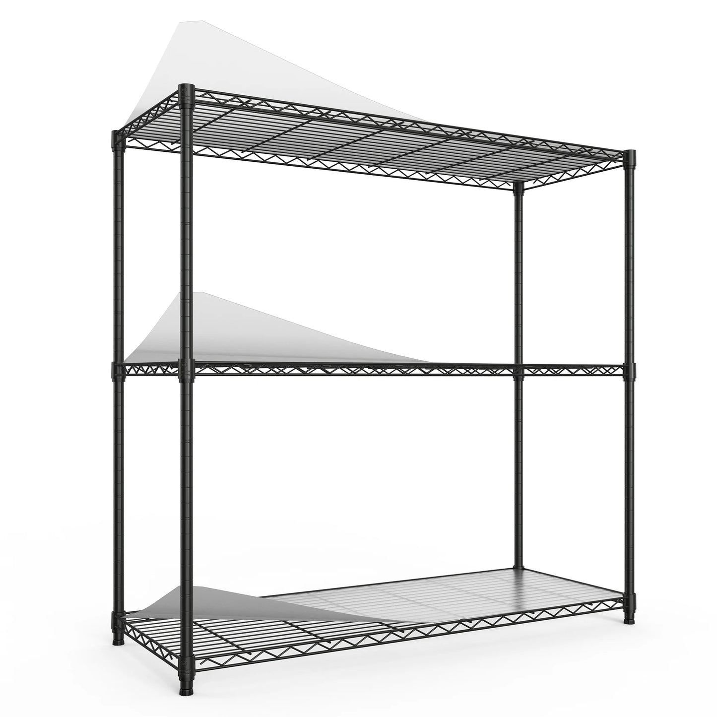 3-layer metal shelf unit, 1050 pound height adjustable metal garage storage rack, heavy-duty storage rack, black/white/chrome