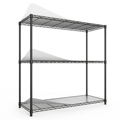 3-layer metal shelf unit, 1050 pound height adjustable metal garage storage rack, heavy-duty storage rack, black/white/chrome