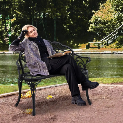 Outdoor Bench 38.8 inches Metal Garden Bench for Outdoors 480 lbs Load Capacity Bench Outdoor Garden Park Bench with Backrest