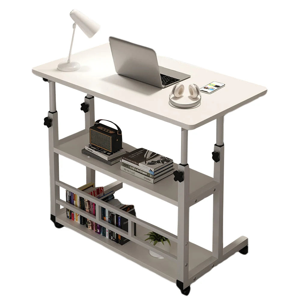 Multi-Layer Standing Desk Height Adjustable Wooden Computer Desk Workstation Work Table Bedside Table for Home Office