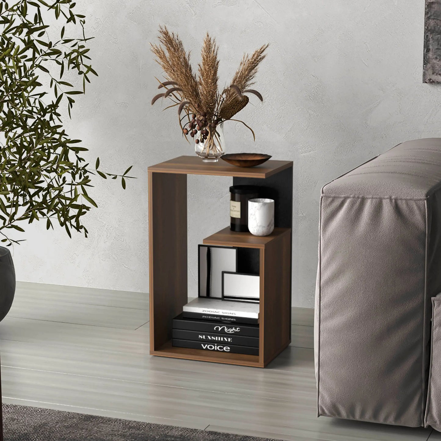 3-Tier High Side Table Black Wengue - Walnut