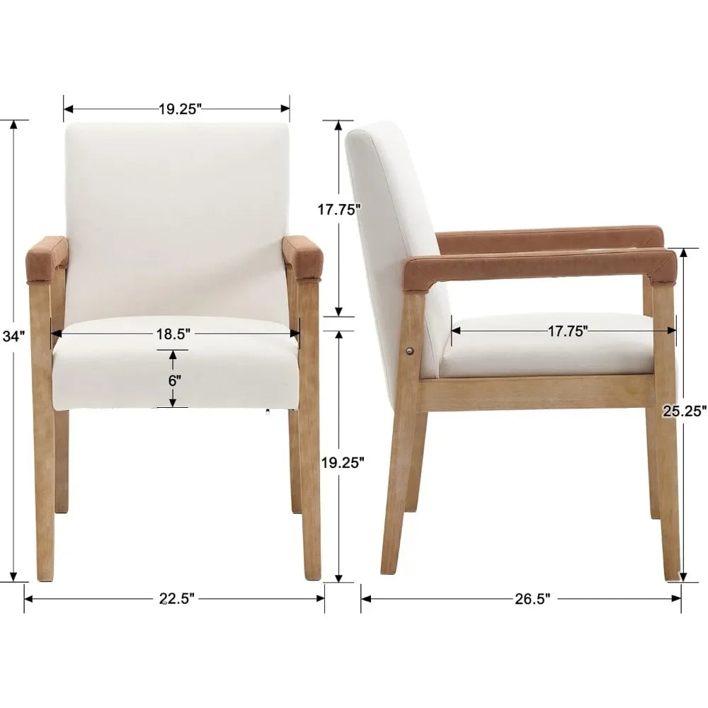 Modern Dining Chairs Set of 4 Linen Fabric Upholstered Kitchen Chairs, with Solid Wood Frame Armchair, Comfy Accent Side Chairs