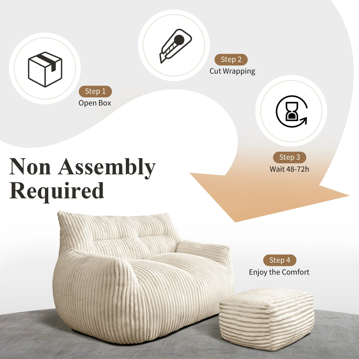 Giant Bean Bag Chair for Adults with Armrests