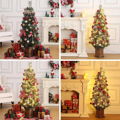 4.5ft Pre-lit Artificial Christmas Tree, Snow Flocked Pine Tree