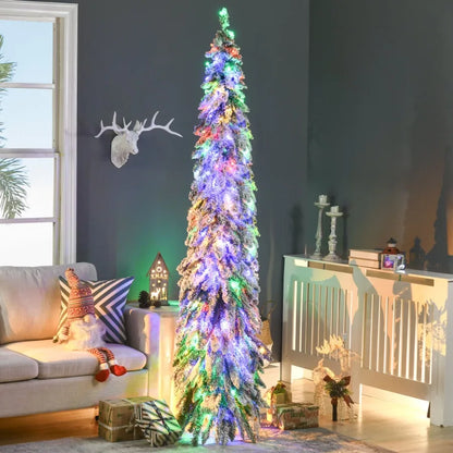 7ft Tall Prelit Pencil Artificial Christmas Tree