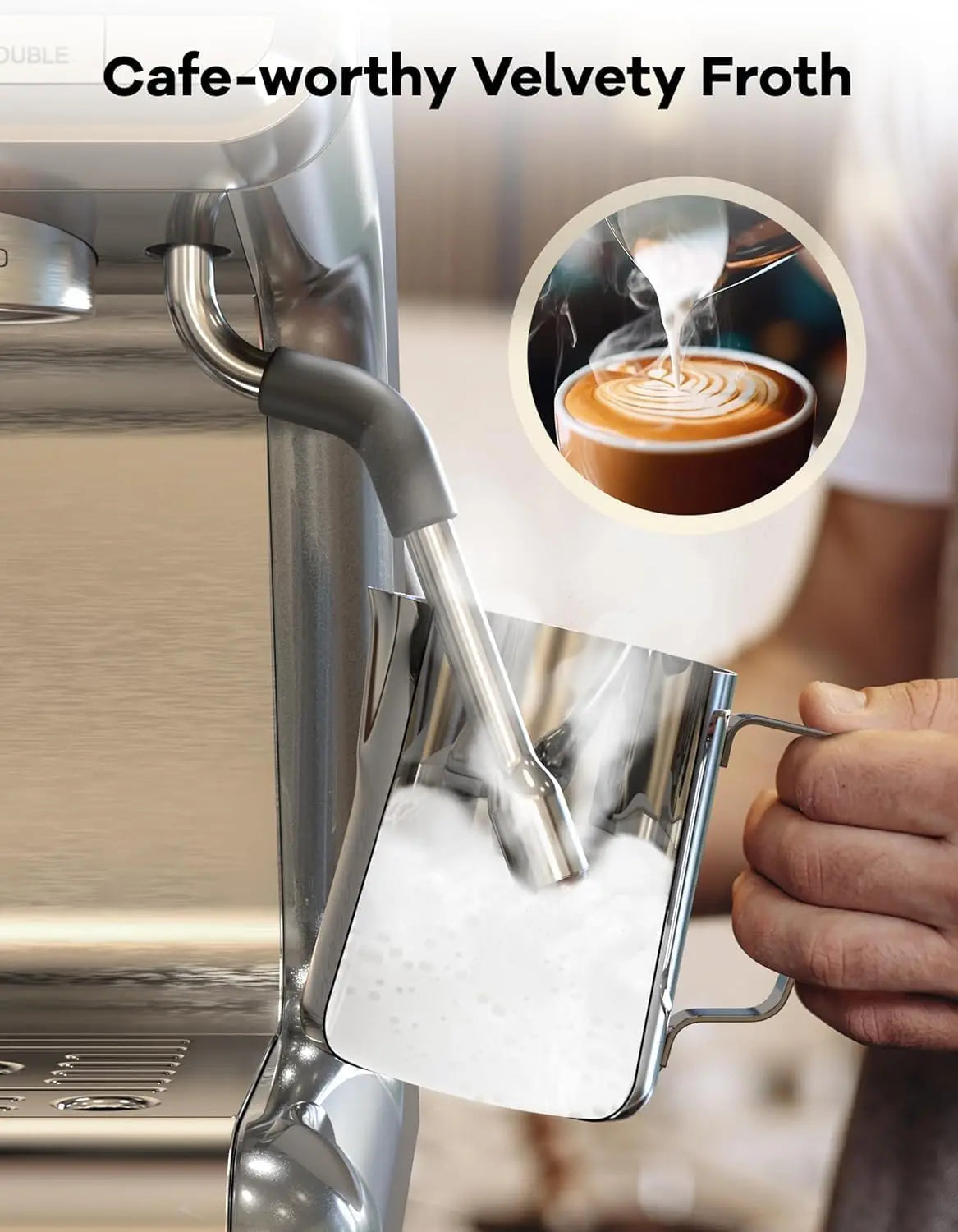 Espresso Coffee Machine 1450W Semi-Automatic Espresso Maker with Grinder for Latte Cappuccino