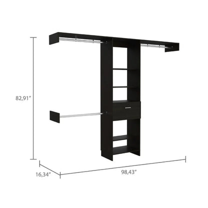 1Drawer 4Shelf Closet System Black gue