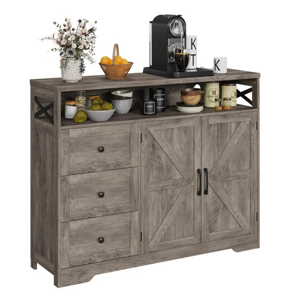 Farmhouse Buffet Storage Cabinet with Drawers & Shelf, Sideboard with Storage, Kitchen Pantry Hutch Cabinet, Customized